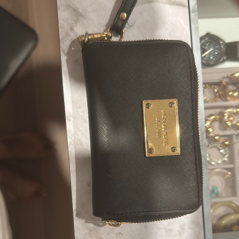 Chic Black Wallet with Gold Details